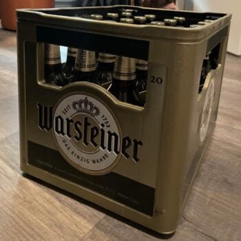 Warsteiner pilsner beer bottles in a box