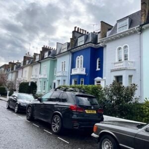 blue houses in London notting hill random street