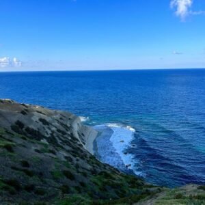 the horizon view of blue Mediterranean sea Gozo Malta