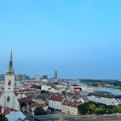 View of Bratislava from Bratislava Castle in the evening